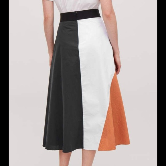 COS color block A-line skirt in orange/navy/light blue size 6 NWT MSRP$115 - Picture 2 of 6